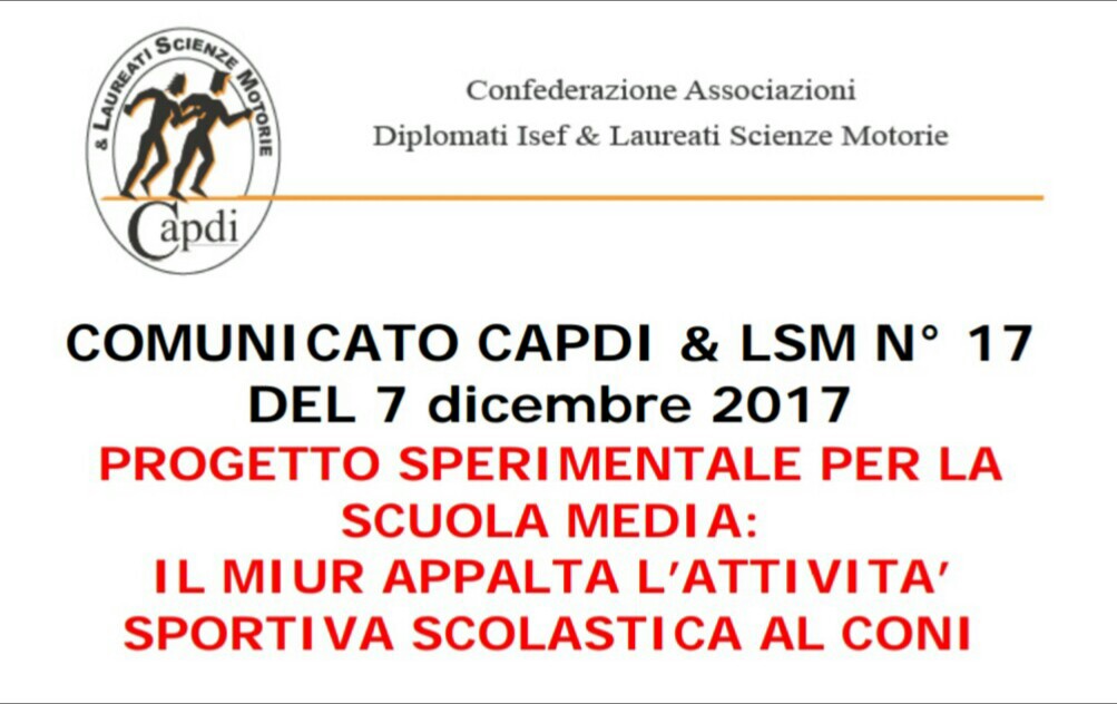 NOTA MIUR 6141 20/11/2017 “SCUOLE APERTE ALLO SPORT” PER LE SECONDARIE DI I GRADO