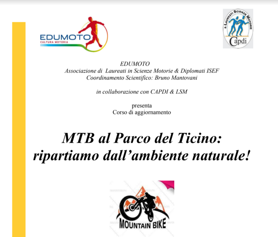 CORSO DI FORMAZIONE – MTB AL PARCO DEL TICINO CORSO DI FORMAZIONE – MTB AL PARCO DEL TICINO