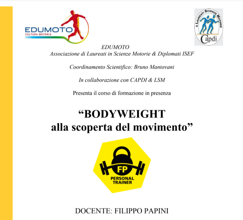 CORSO DI FORMAZIONE IN PRESENZA – BODYWEIGHT