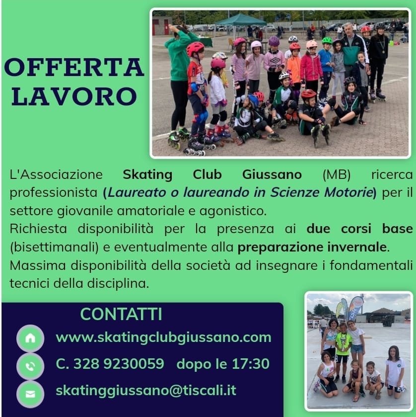 OFFERTA DI LAVORO – ASS. SKATING CLUB GIUSSANO